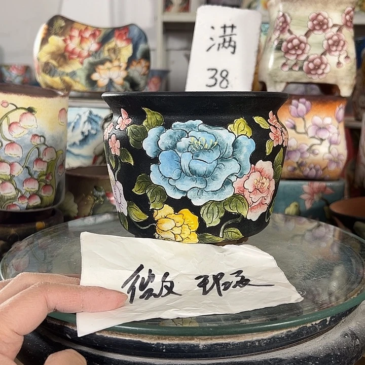满38包邮 景德镇幸运花盆