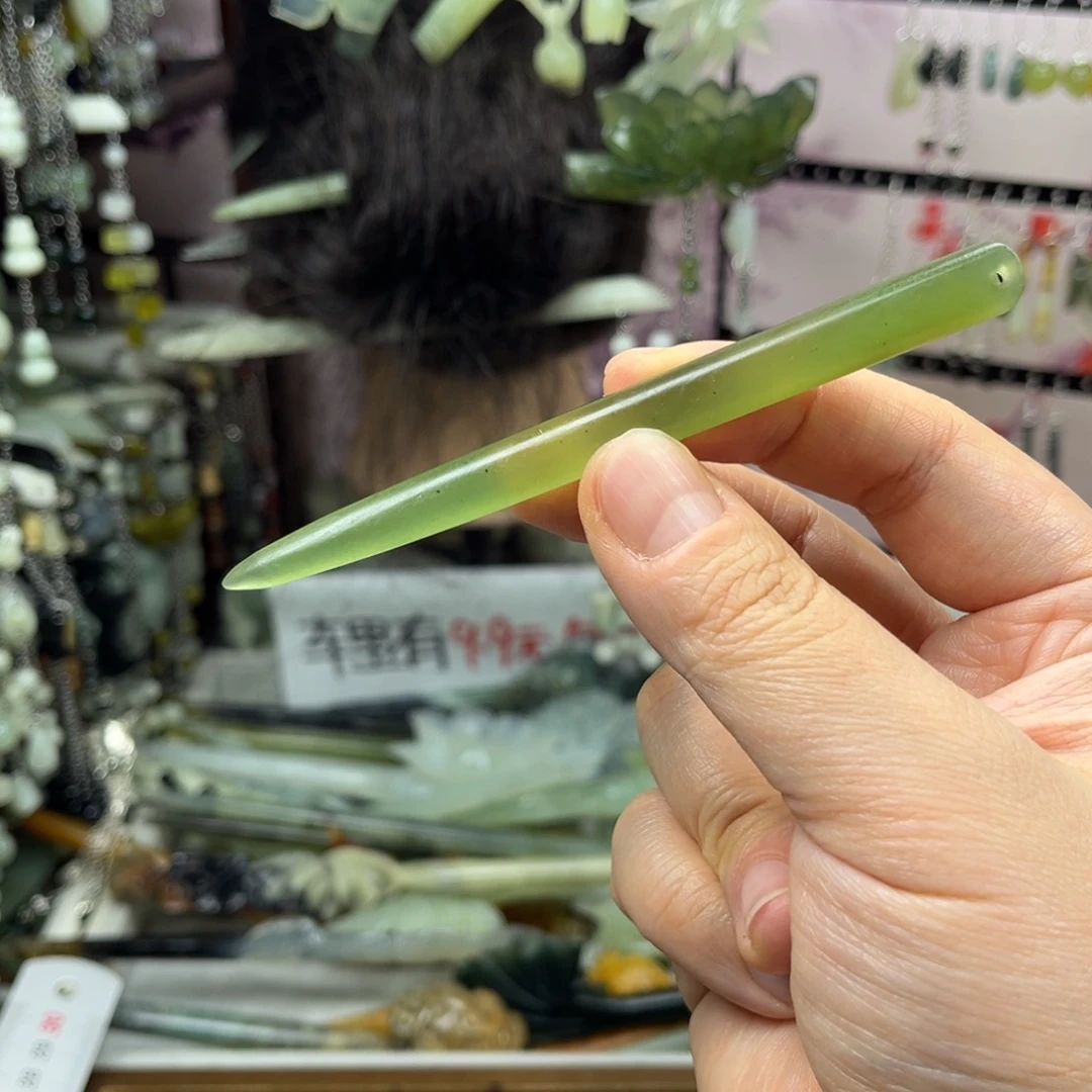 岫玉未镶嵌发饰长度11厘米左右