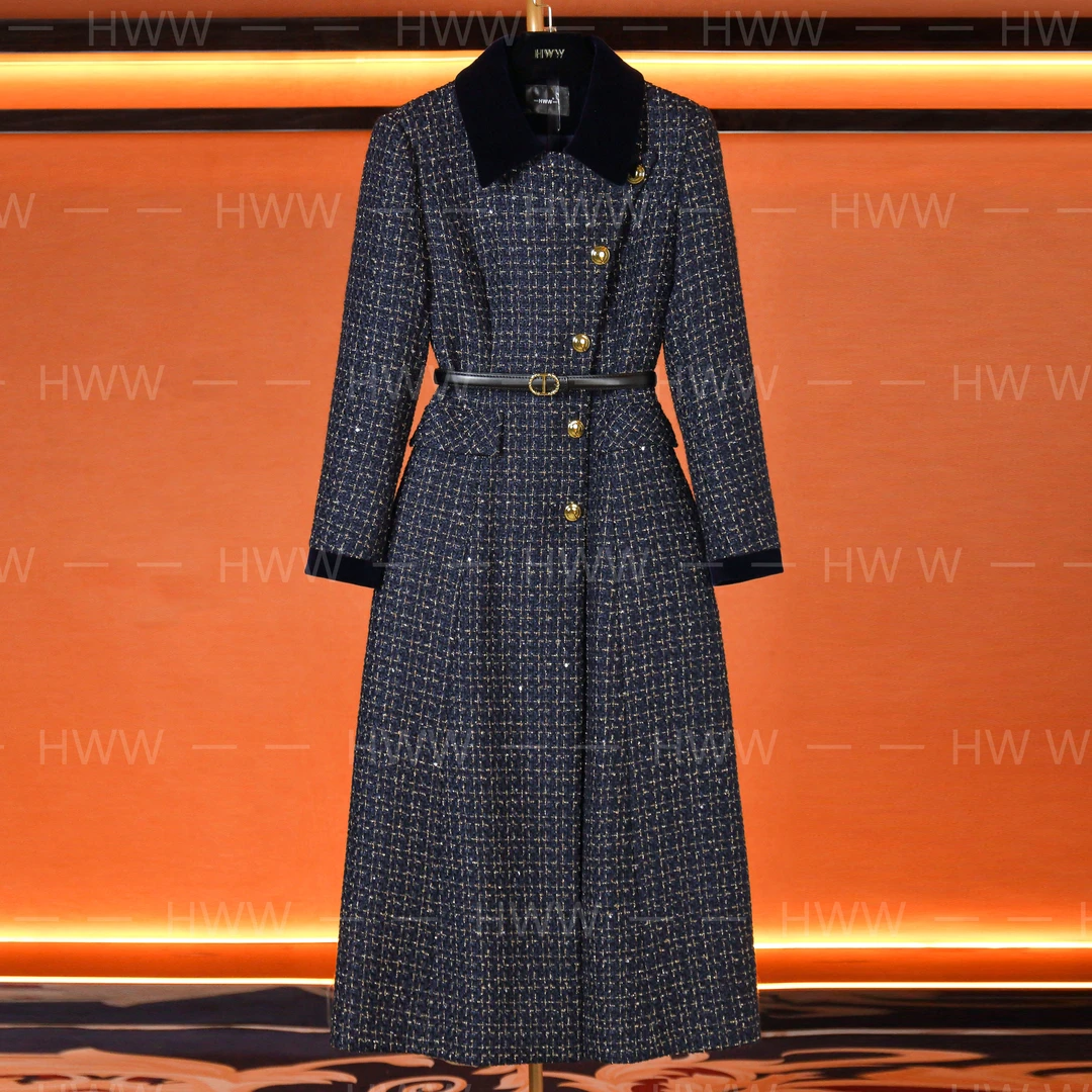 HWW轻奢设计师女士气质修身时尚大气收腰大衣DHZHJ405850