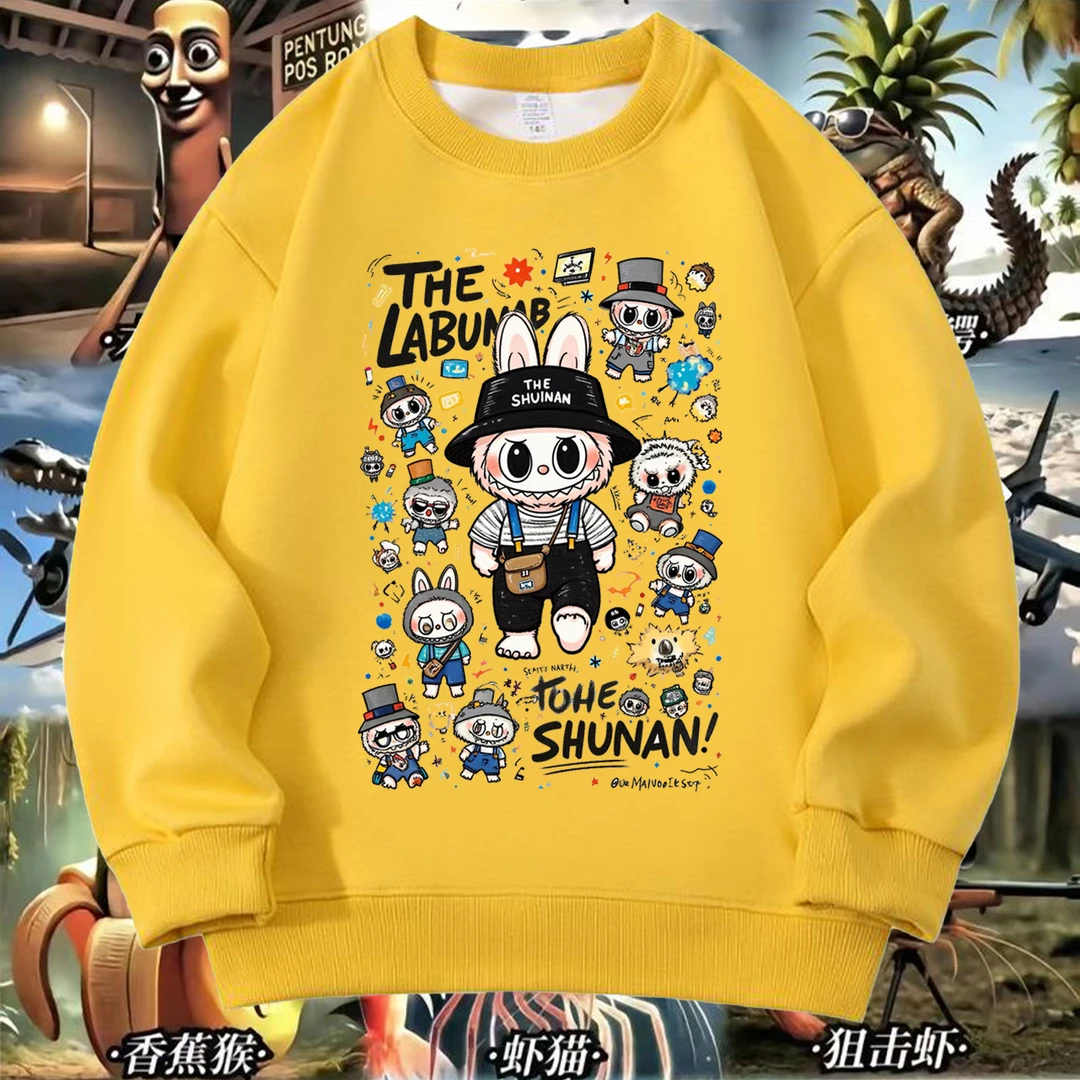 联名新款卡通拉布布长袖小众男女儿童秋冬卫衣潮牌周边衣服上衣