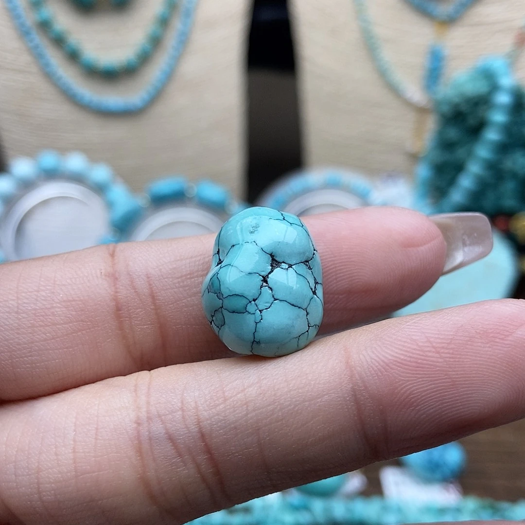 绿松石未镶嵌水草纹随行豆