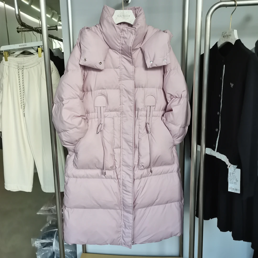 麦寻中长款连帽加厚女冬季时尚保暖宽松外套显瘦（羽羽）YRLZQ014