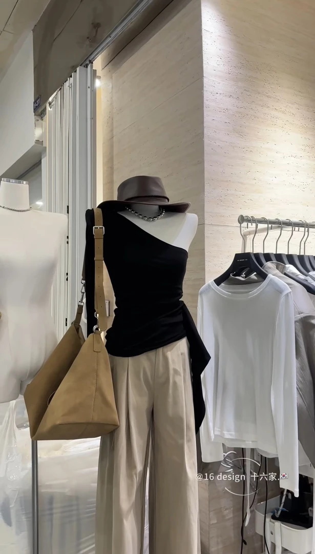 通勤街头风不对称系带百搭长袖