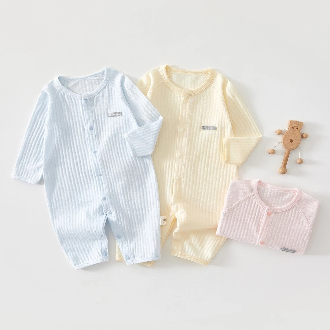 新生儿婴儿夏季薄款长袖连体衣宝宝空调服哈衣爬服超轻薄亲肤睡衣