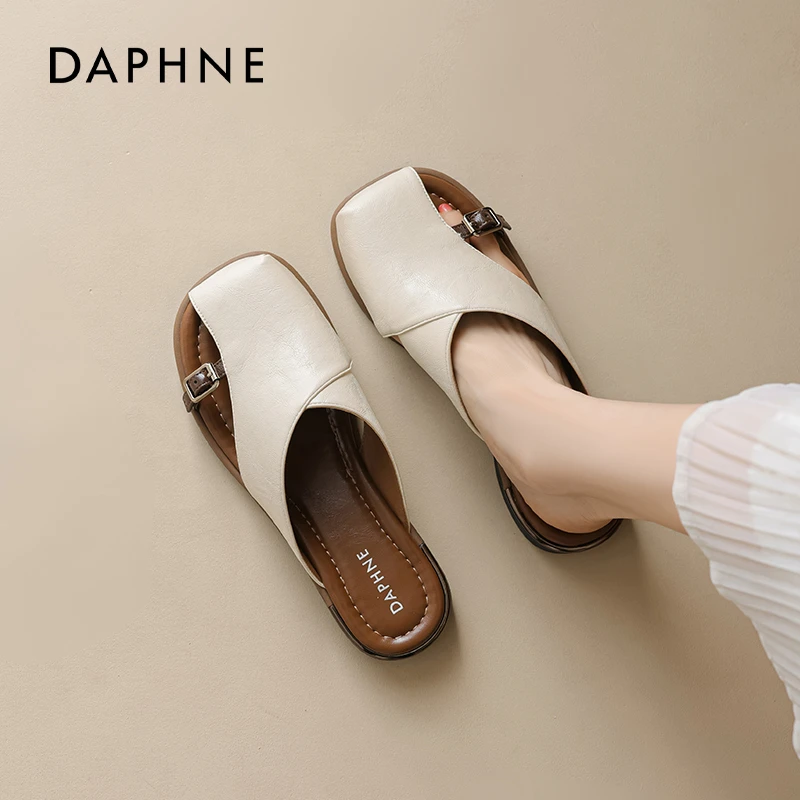 达芙妮包头拖鞋女2025新款夏季外穿软底罗马凉鞋沙滩凉拖鞋配裙子