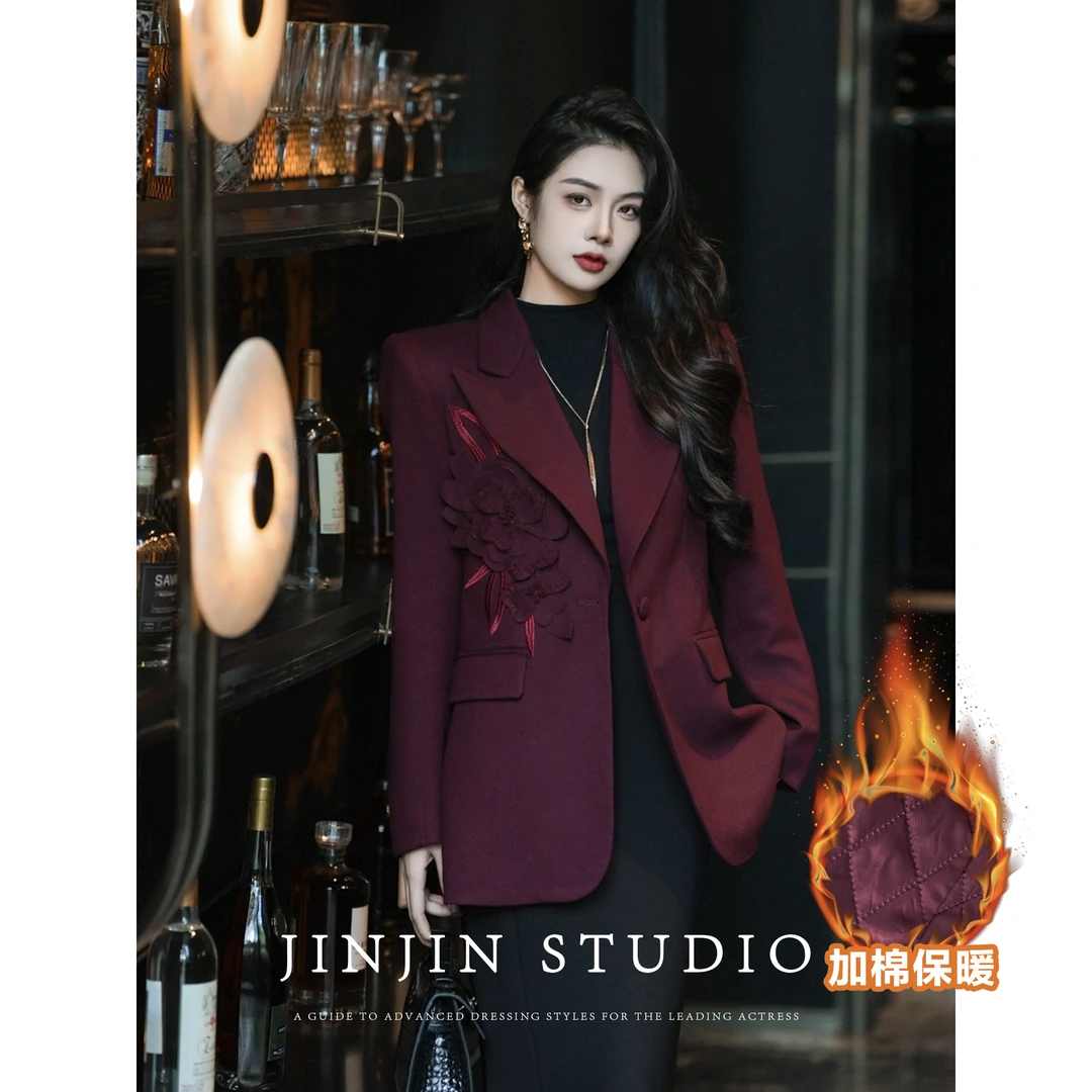 MD现货·依诺【繁花齐放】红人上新秋冬加棉时尚气质百搭设计西装