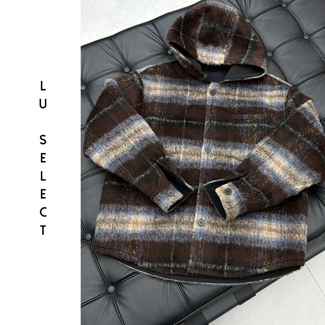 Lu SELECT  两面穿连帽格纹外套  24SY666
