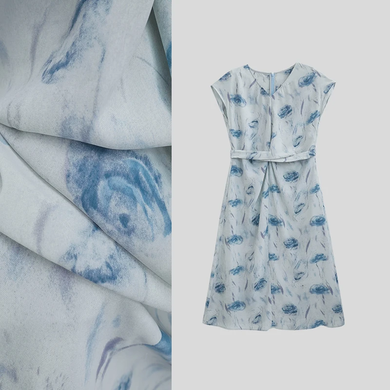 【朵儿studio】冰爽夏季系带收腰显瘦连衣裙 D838