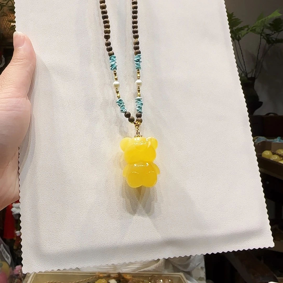 蜜蜡未镶嵌项链蜜蜡熊