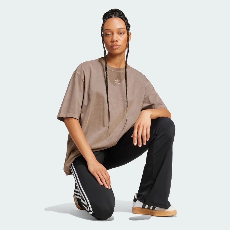 adidas阿迪达斯2025女子ESS TEE OS针织无领短T恤JD5347