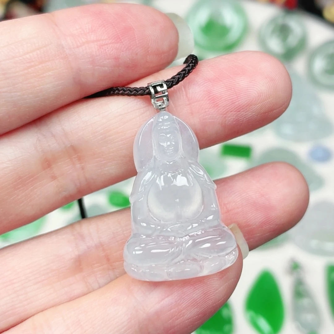 翡翠18K金镶嵌颈饰缅甸天然A货翡翠