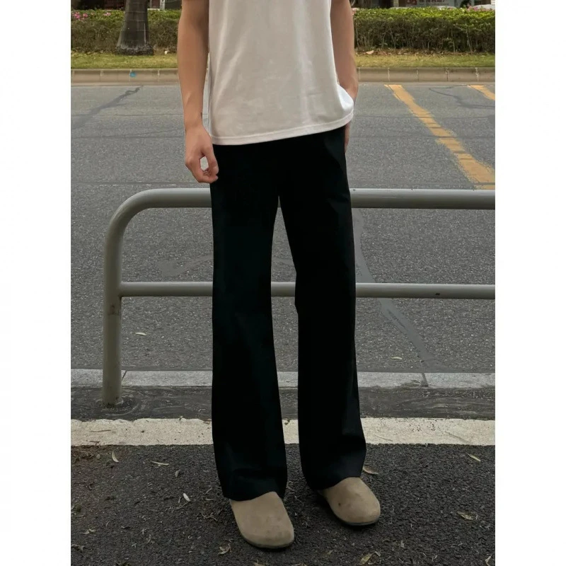 潮品上新夏款2025版型裆部裁片设计微喇时尚百搭男士西裤黑色直筒