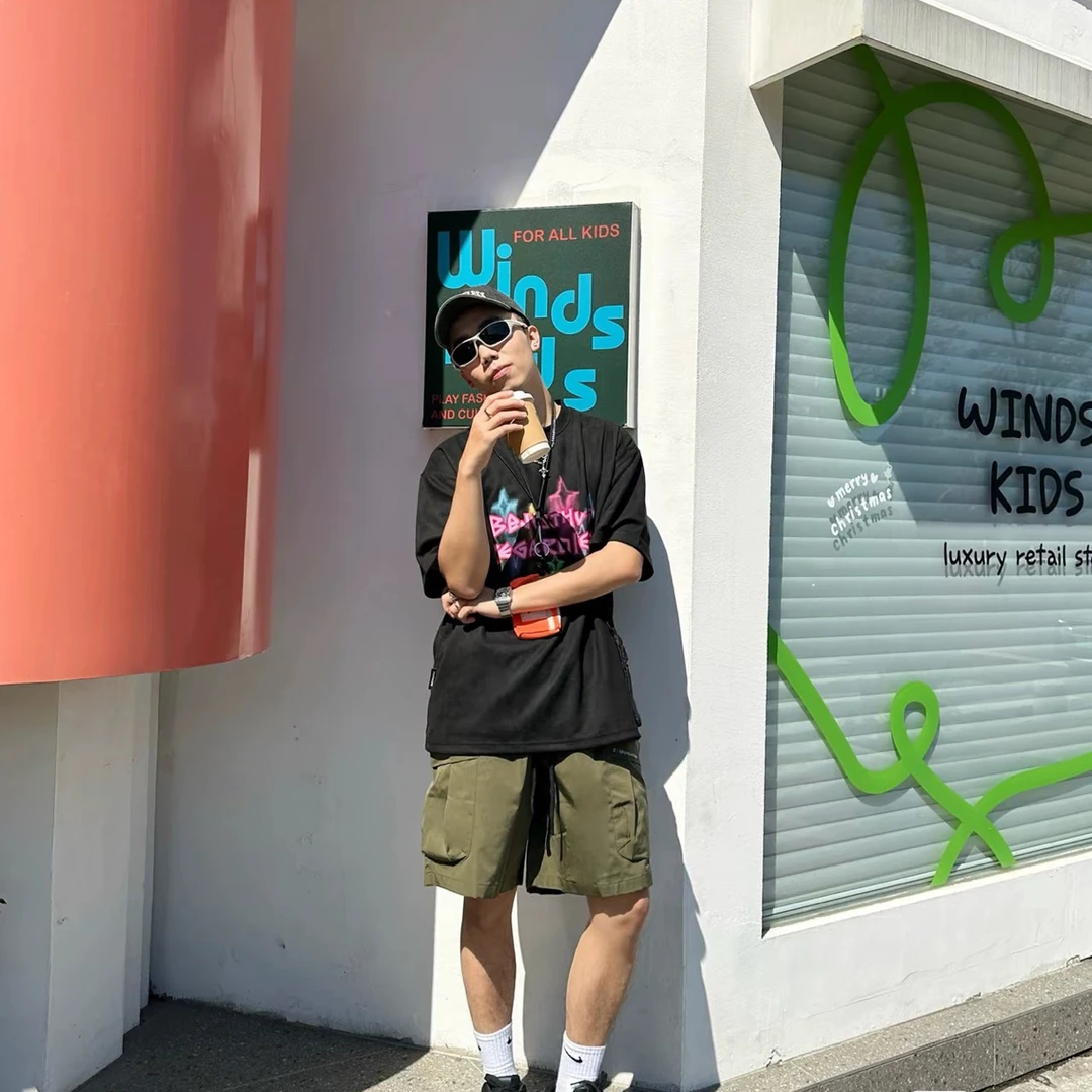 【Franklin】潮牌 BJHG 24SS 美式复古撞色多巴胺品牌字母短袖