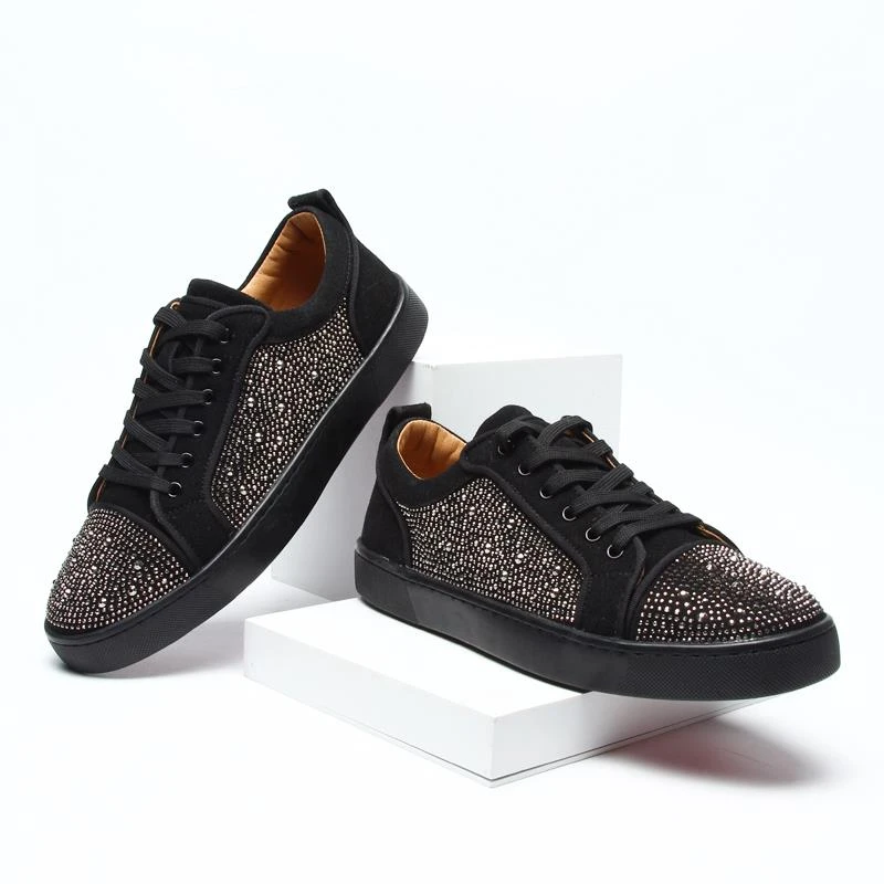 男鞋欧洲站高温烫钻板鞋夏季新款翻毛皮百搭爆款透气潮流休闲鞋男