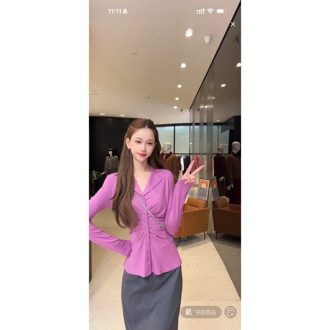 GIRDEAR/哥弟「莓果纸夏」新款时尚百搭显瘦长袖衬衫130097