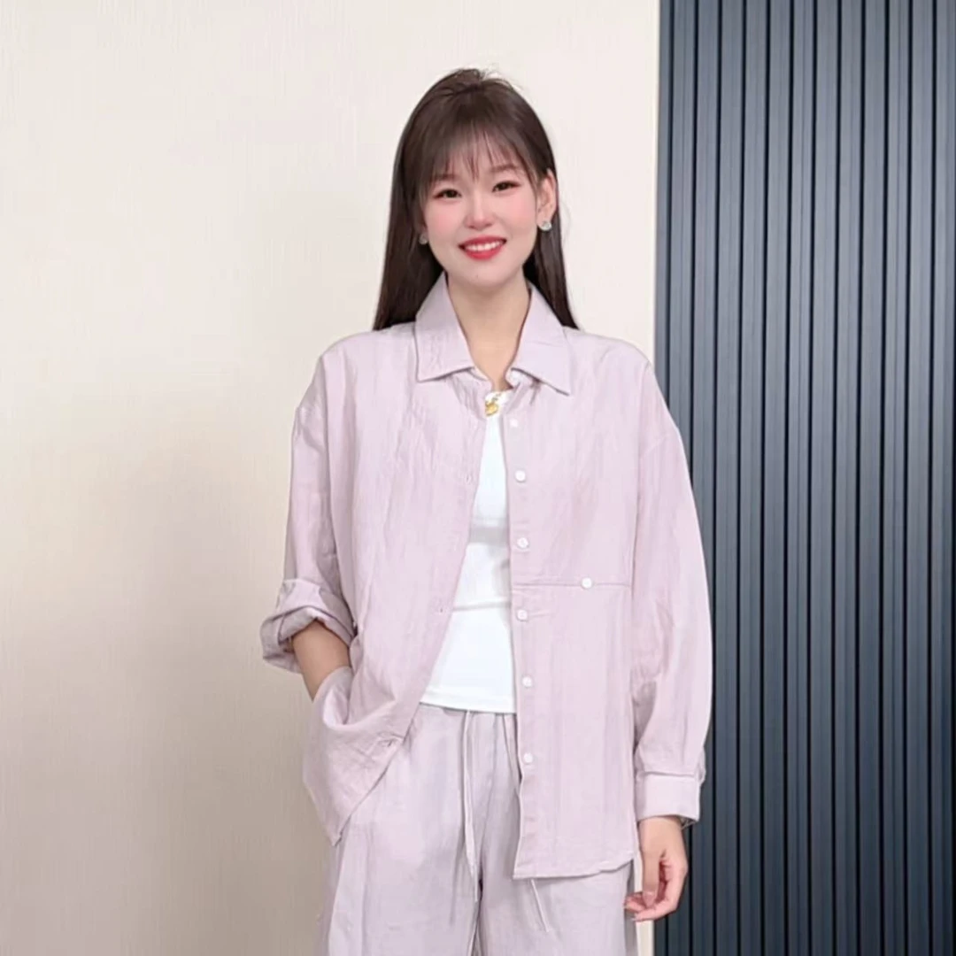 亚麻衬衫春秋衬衣长袖白色时尚休闲夏季宽松衬衣复古百搭