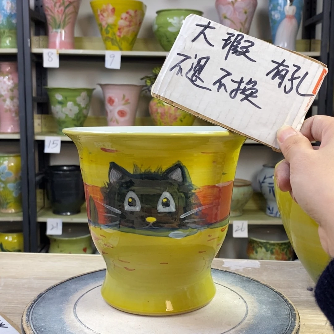 景德镇手工手绘陶瓷花盆