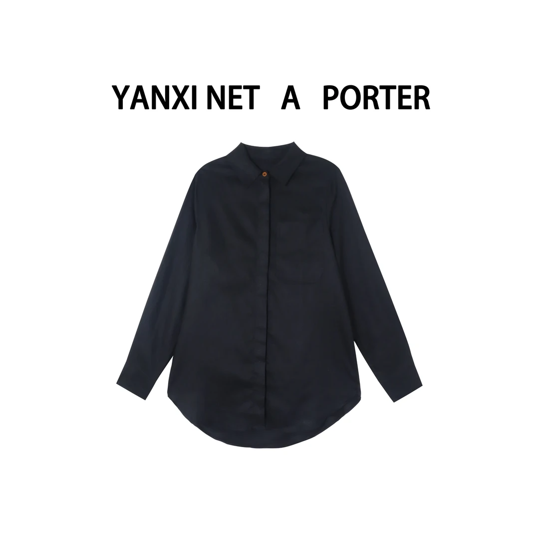 【3.7严选新品】简约风黑色亚麻衬衣