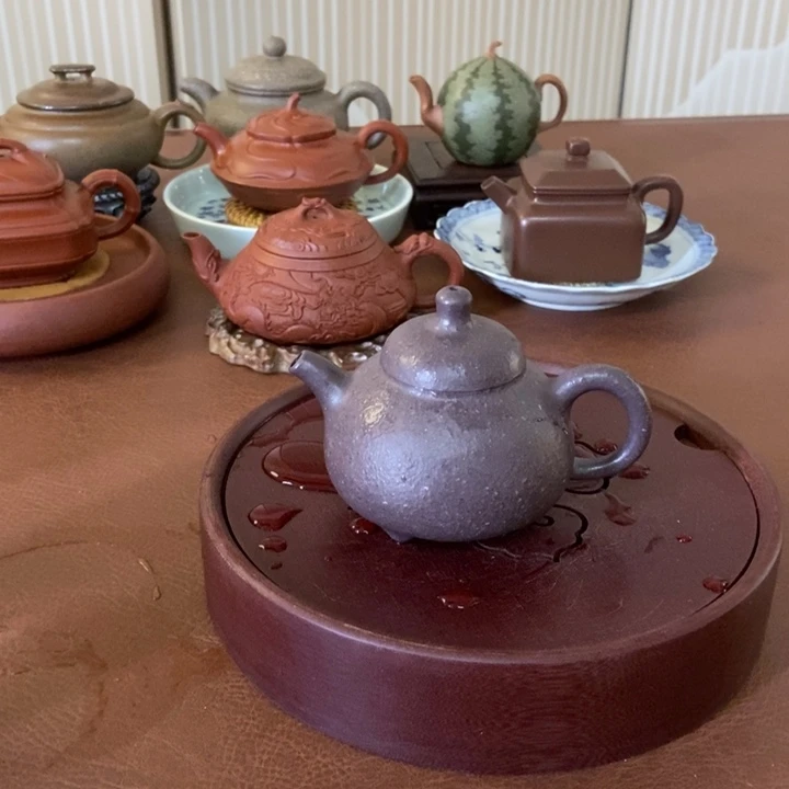 茶壶紫砂青灰段手磨全手乳鼎