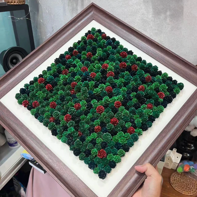 呆猪松塔玫瑰花海相框 +松塔花材