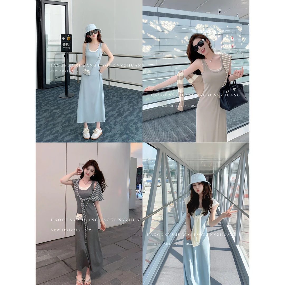 浩哥严选●软fufu假两件连衣裙预X5LYQ0009A（不含披肩）简版时尚款