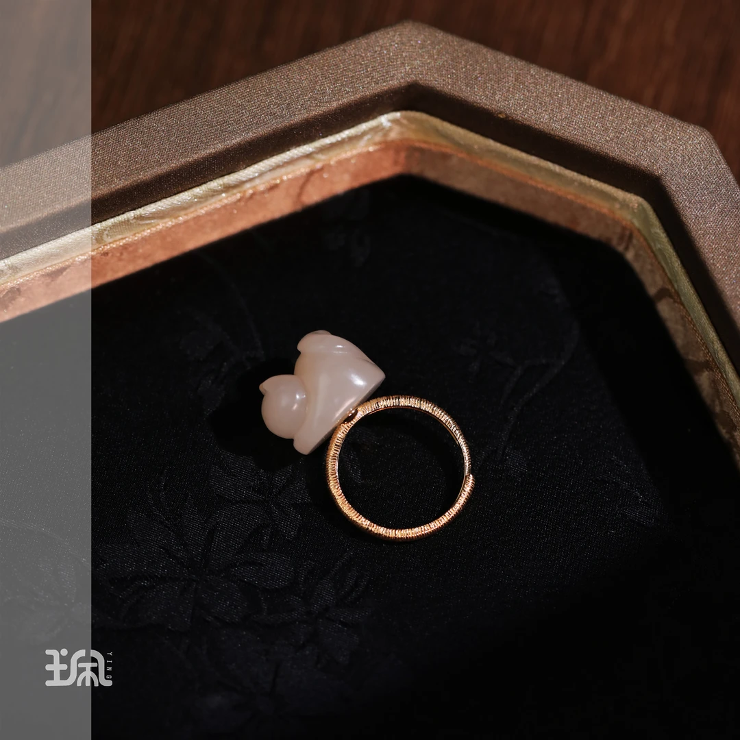 尺玉|和田玉*戒指*S925银镀金镶嵌YJC25011819多样性发其一
