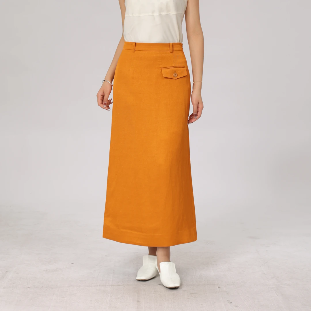 GIRDEAR/哥弟新款早春气质半身裙优雅百搭高腰开叉直筒裙1200