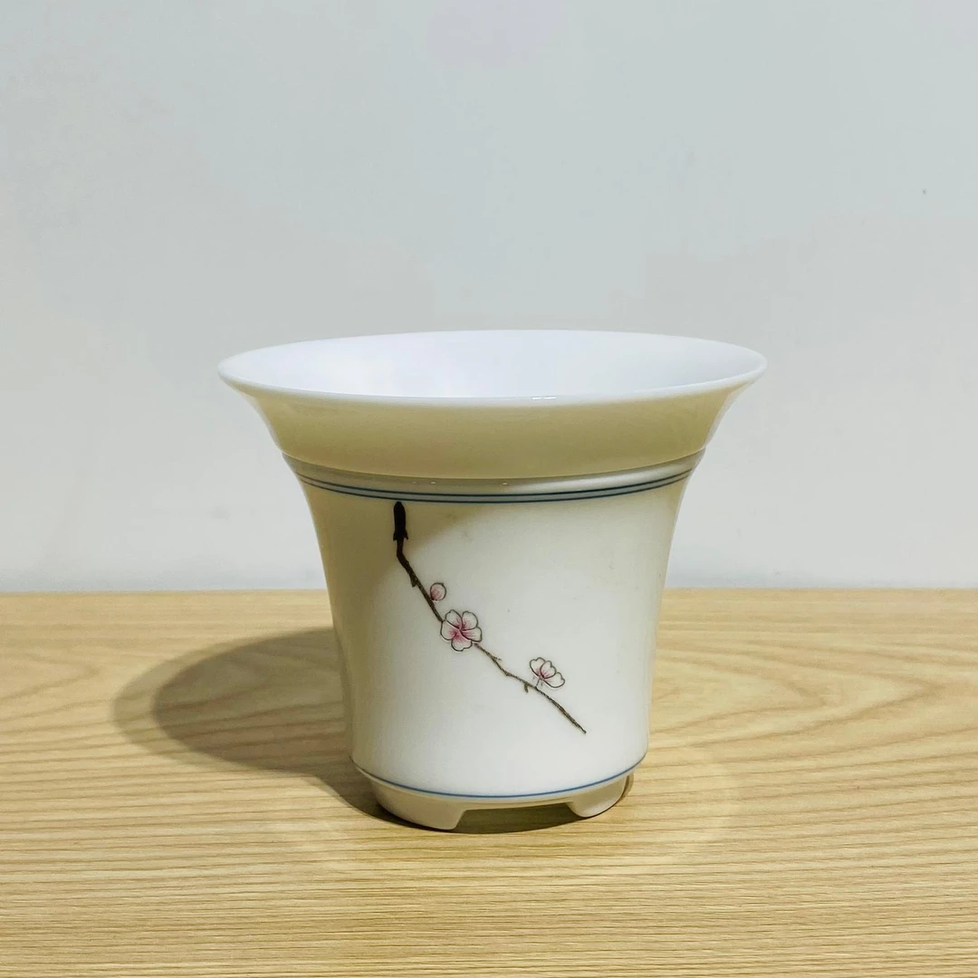 吾游茶器汉白瓷茶漏-梅花