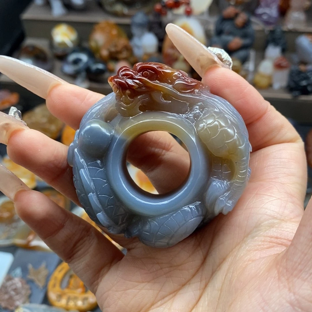 玛瑙/玉髓吊坠(不含链)未镶嵌龙*