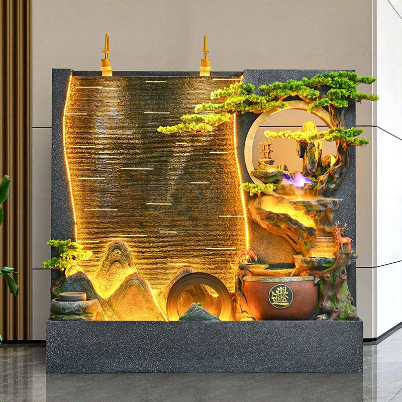 流水喷泉水幕墙流水屏风假山喷泉室内循环水景观庭院户外落地摆件