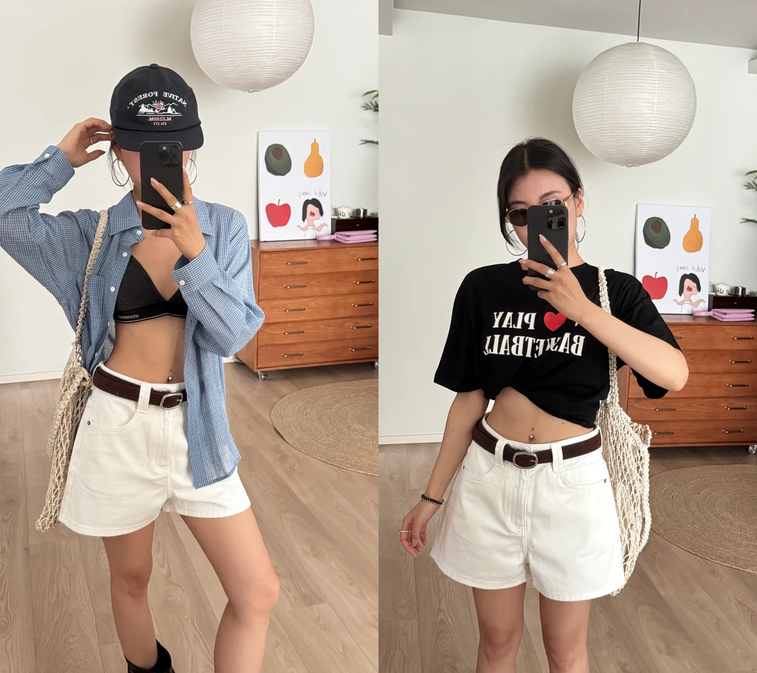 a hei·福利必入休闲白色夏季牛仔显瘦百搭短裤短款时尚