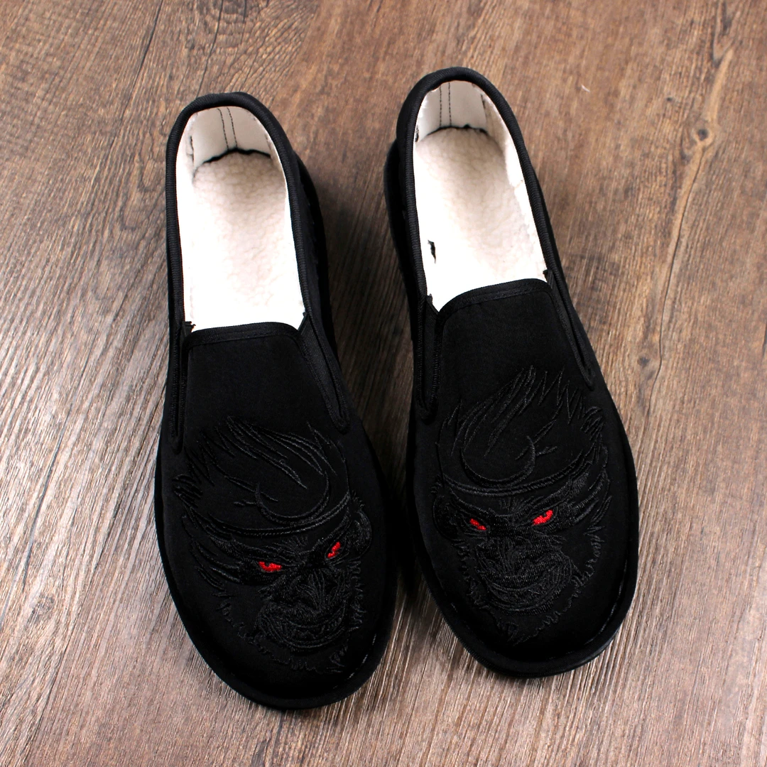 2025新款冬季加绒老北京布鞋男士软底一脚蹬加厚休闲舒适保暖棉鞋