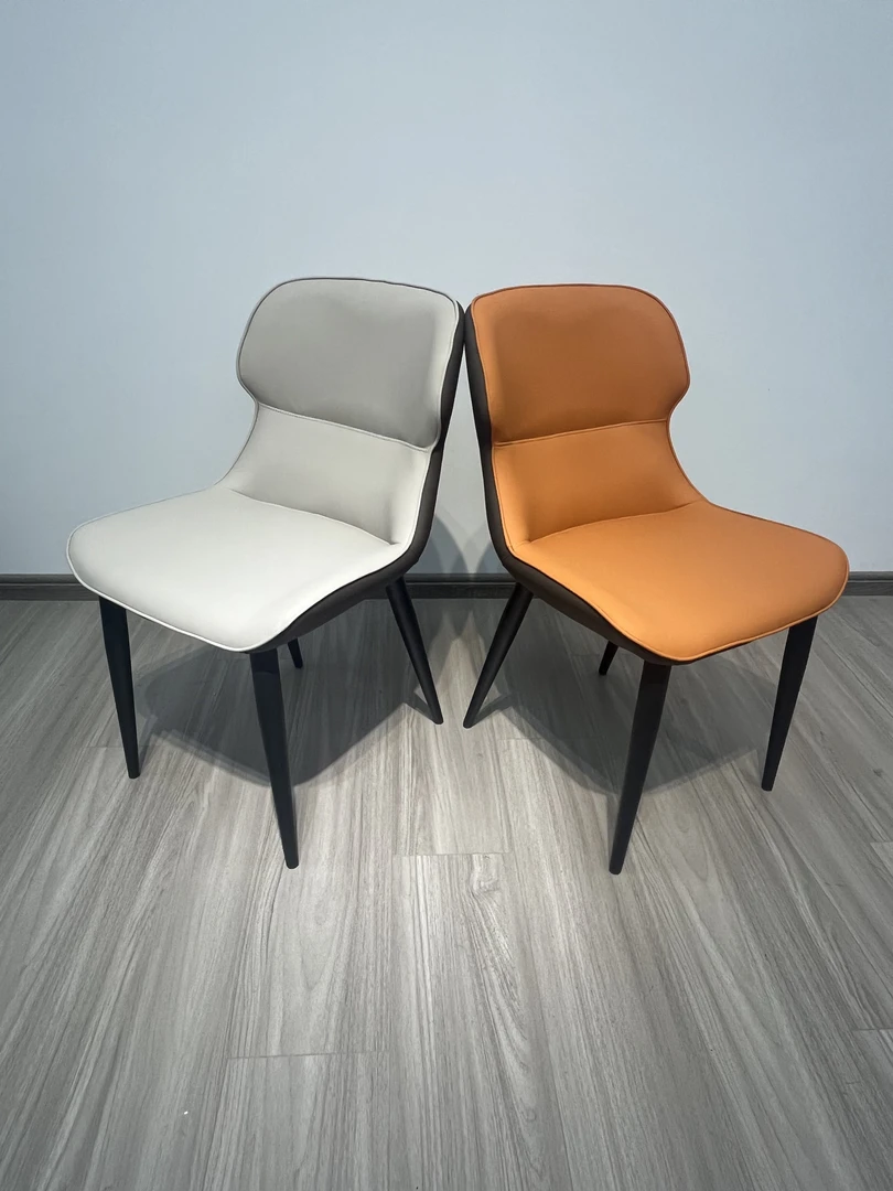 2025弯板娃娃椅家用真皮椅子靠背椅餐椅餐厅椅洽谈椅