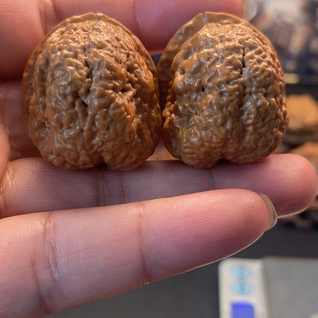 把件文玩核桃鱼籽纹小蛙36尺21