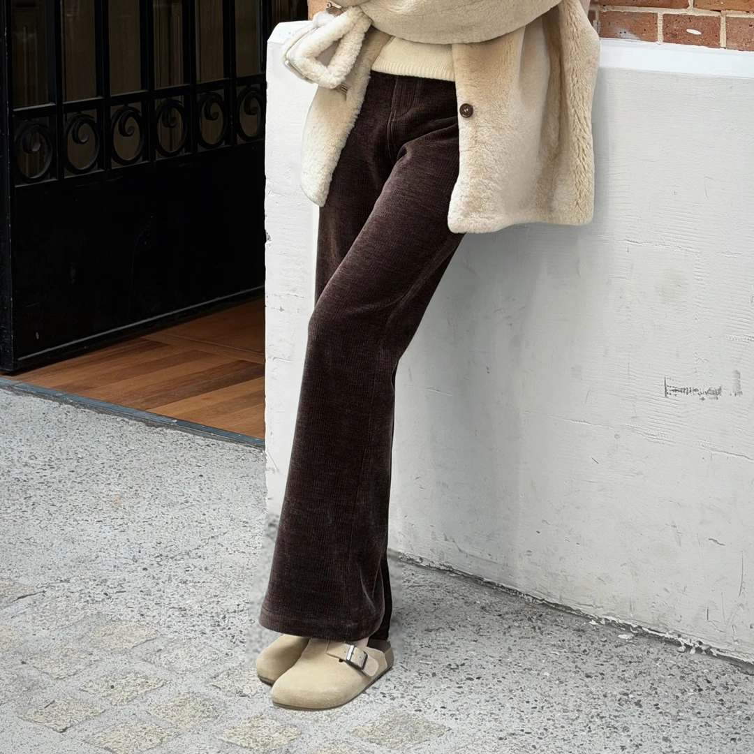 HELA AOMI “抗皱坑条裤”条绒肌理复古氛围感休闲裤CY5CB61619
