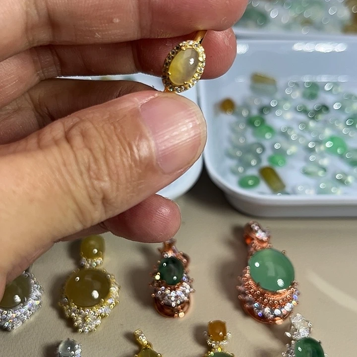 翡翠银S925镶嵌戒指