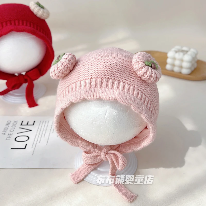 婴儿帽子冬季可爱护耳帽宝宝冬天保暖防风针织帽婴幼儿外出毛线帽