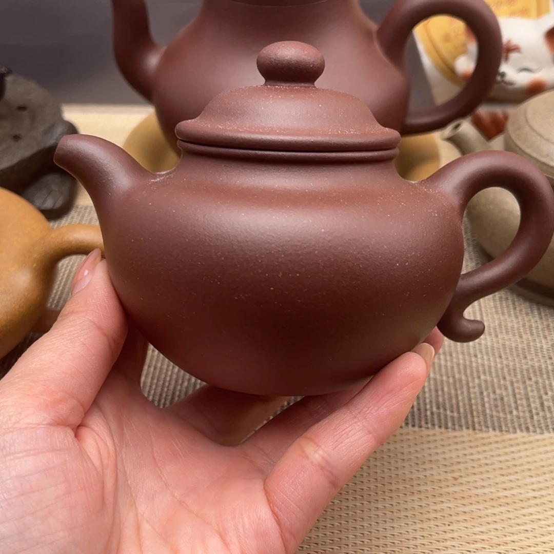 紫砂茶壶紫泥莲子微瑕