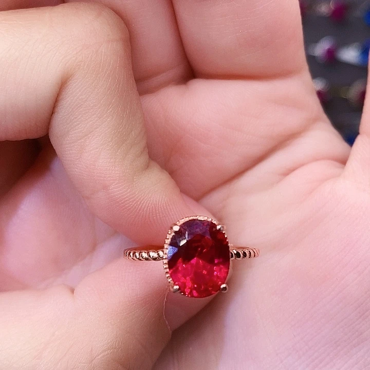 银S925镶嵌戒指红宝石