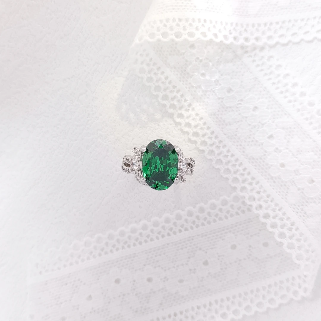 铜合金合成锆石戒指 WFXLM-003044【绿洲春意】戒指精致欧美气质