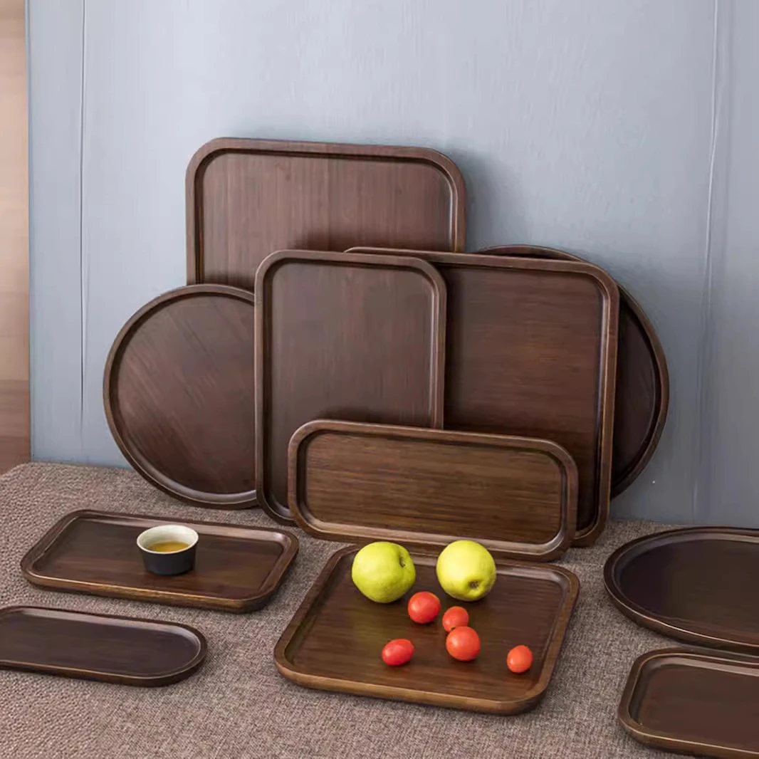 轻奢长方形楠竹茶托盘简约客厅杯子摆放盘茶室桌面点心茶壶餐盘
