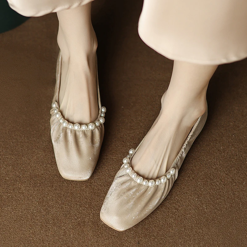 【清完为止】真皮平底单鞋女浅口温柔奶奶鞋仙女风软底孕妇豆豆女鞋