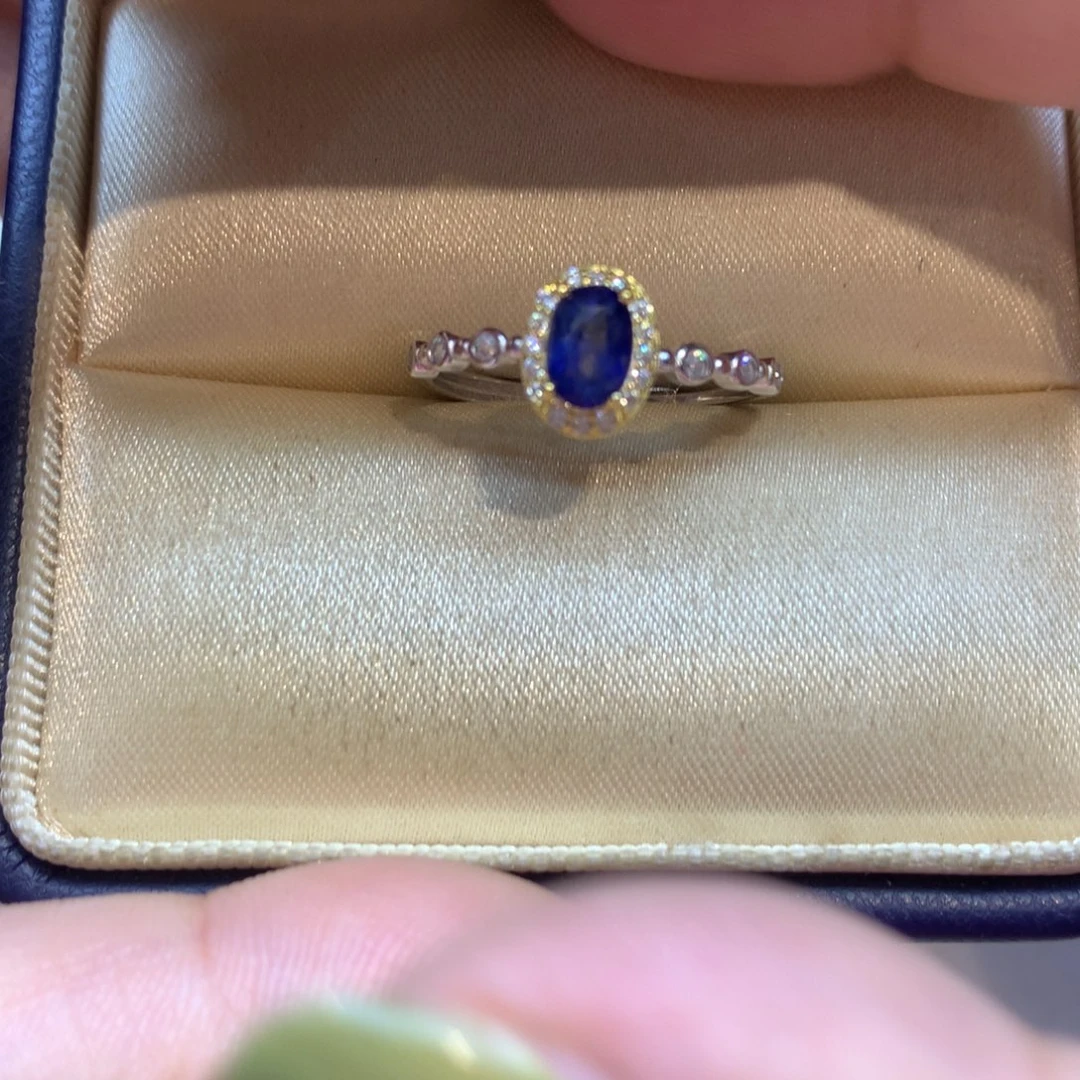 戒指蓝宝石银S925镶嵌
