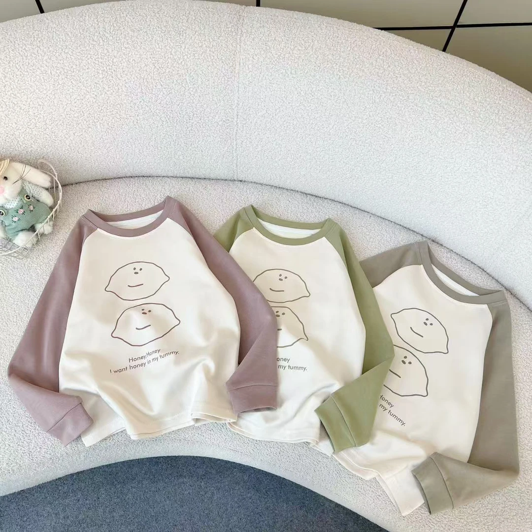 卡通风宝宝卫衣打底长袖撞色休闲风T恤春秋百搭