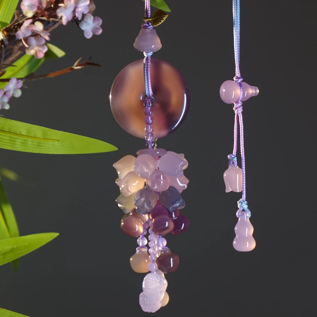 烟紫平安扣-温柔精致天然玉石车挂