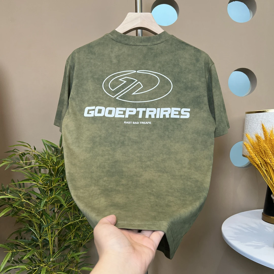 男士2025夏季扎染新款短袖男时尚潮流青春刺绣圆领修身T恤【5537】