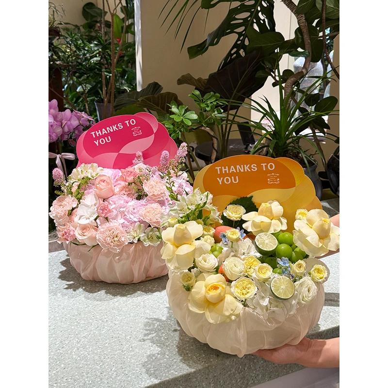 丁峰包装·创意泡芙花边礼物盒芭蕾风法式水果花艺包装盒 内盒防水