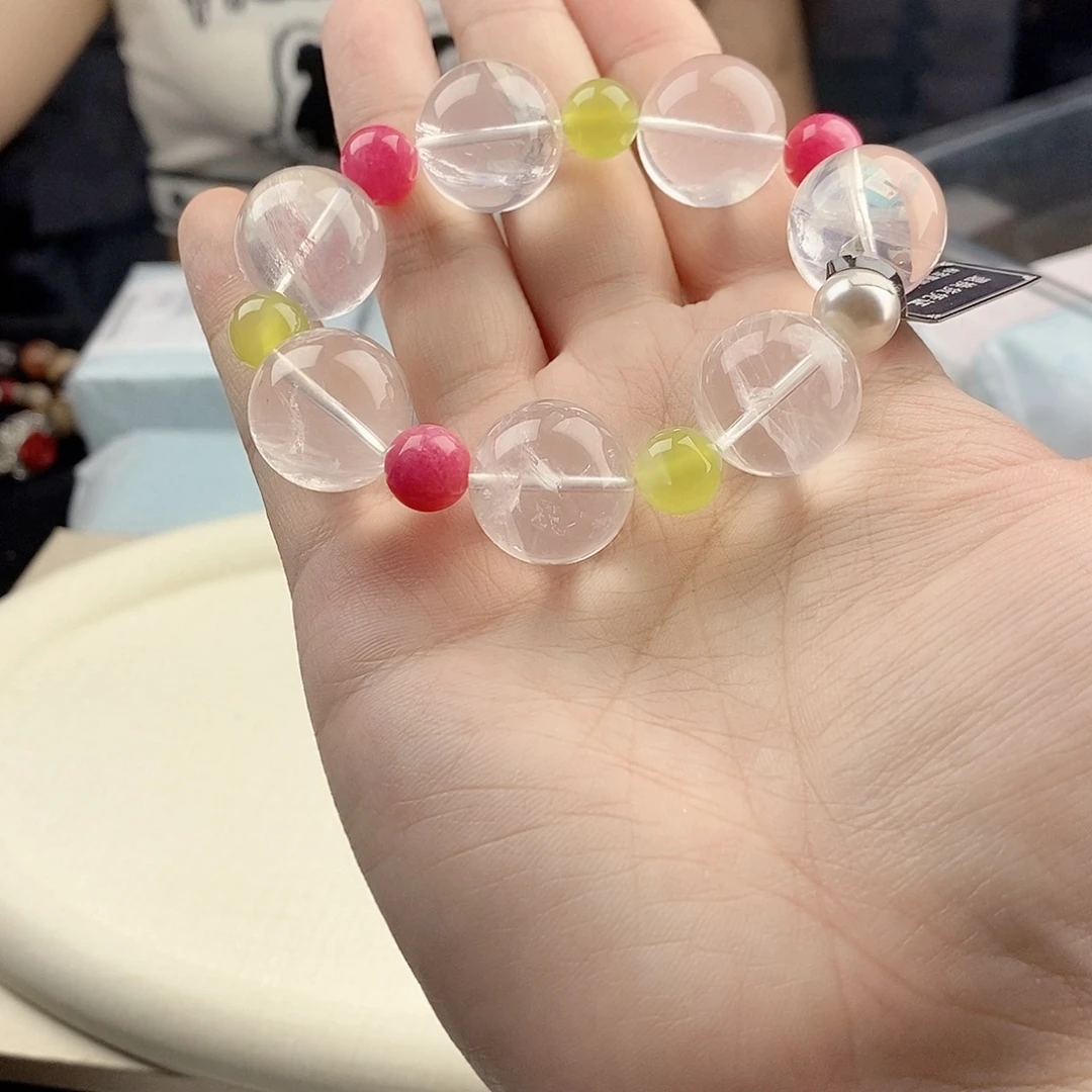 水晶手链银S925镀金镶嵌