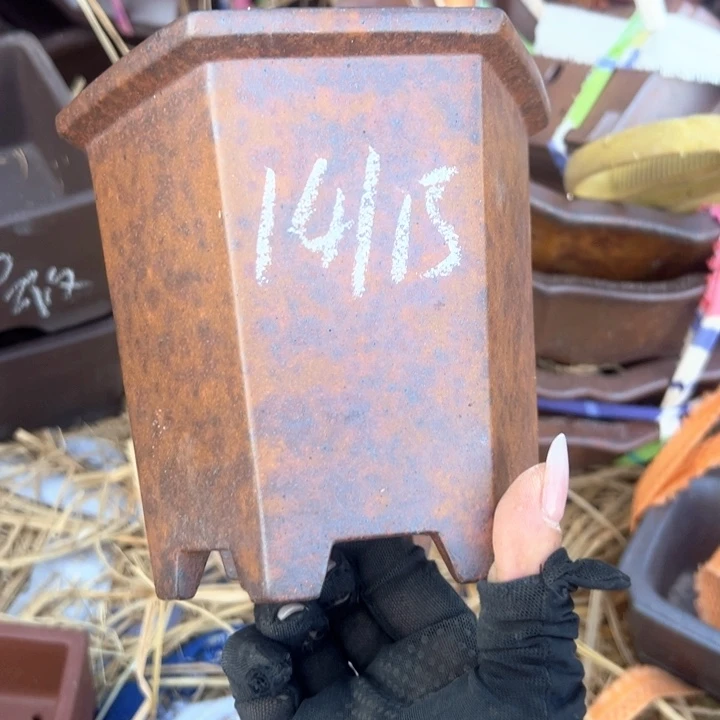 紫砂兰花盆高14口15瑕