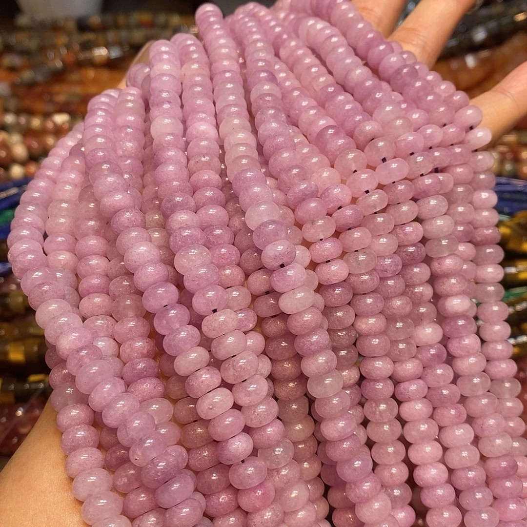 玛瑙/玉髓未镶嵌珠宝半成品8mm天然石紫玉算盘到手2条